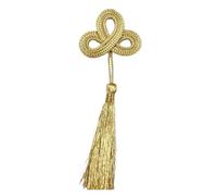 Pitadue Adornos dorados hechos a mano para cortinas de estilo en S, suministros decorativos, tréboles dorados, borlas largas, adorno decorativo para decoración de cortinas