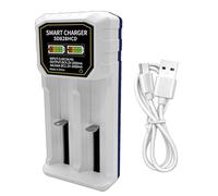 Pitadue Carga de doble bahía de alimentación USB para batería 18650 26650 26800 21700, detección inteligente, compatibilidad universal, USB inteligente con bahías