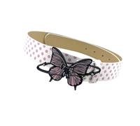 Pitadue Cinturón de cintura de moda con hebillas de mariposa de metal para mujer, uso casual y formal, esencial y llamativo de los años 2000, piel sintética ancha, Cinturón blanco, A