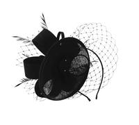 Pitadue Elegante sombrero de malla adornado con plumas para mujer, tocado adecuado para fiestas de té, galas de noche y eventos culturales, tocado de boda, Negro, Talla única