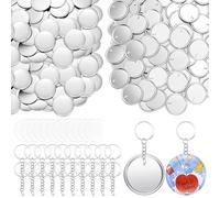 Pitadue Juego de 100 insignias de botón de 58 mm y 100 llaveros con cadena, llavero para manualidades, accesorios de decoración