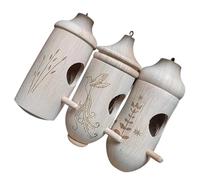 Pitadue Juego de 3 casas de colibrí de madera natural perfectas para decoración de patio trasero y hábitats de pájaros pequeños, casa de pájaros de madera natural