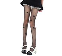 Pitadue Medias elásticas de nailon con adornos de diamantes de imitación y lazos aterciopelados para mujer, para fiestas, con diamantes de imitación, Negro, Talla única