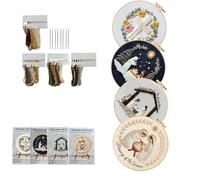 Pitadue Paquete de iniciación de costura europea orientada a la Navidad que incluye paño inmunológico de lavado y tutorial paso a paso largo juego de bordado permanente