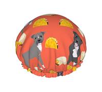 Pitbull And Tacos Gorro De Ducha Impermeable, Gorro De Baño Elástico Gorro De Baño De Protección Ambiental Gorros De Baño Para El Cabello, Doble Capa Impermeable Gorro De Ducha De Baño