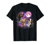 Pitbull aullando a la luna Wildlife coloridos pitbulls Camiseta