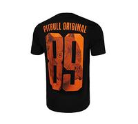 PITBULL Camiseta de algodón para hombre, corte clásico, corte regular, camiseta de Pit Bull West Coast Eighty Nine Dog de algodón con estampado de verano, Negro , S