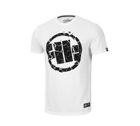 Pitbull Camiseta de algodón para Hombre, Corte Regular, Camiseta de Pit Bull West Coast Scratch con el Logotipo de la Marca Impreso en la Parte Delantera, Blanco, M