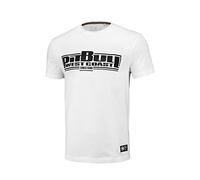 PITBULL - Camiseta de Hombre Classic Boxing, Corte Ajustado, Camiseta clásica de Hombre, Camiseta de algodón para Hombre, Cuello Redondo, Talla S, Blanco