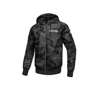 PITBULL - Chaqueta Cortavientos Hombre Deportiva con Capucha Camuflaje Negro, XL West Coast, Chaqueta Ligera y Cremallera, Chaqueta Deportiva Transpirable para Exterior, Bolsillos con Cremallera