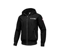 PITBULL - Chaqueta Cortavientos Hombre Deportiva con Capucha Negro, M West Coast, Chaqueta Ligera y Cremallera, Chaqueta Deportiva Transpirable para Exterior, Bolsillos con Cremallera