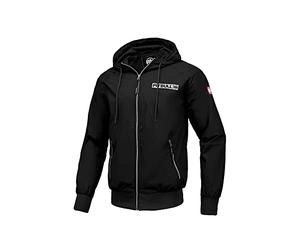 PITBULL - Chaqueta Cortavientos Hombre Deportiva con Capucha Negro, M West Coast, Chaqueta Ligera y Cremallera, Chaqueta Deportiva Transpirable para Exterior, Bolsillos con Cremallera