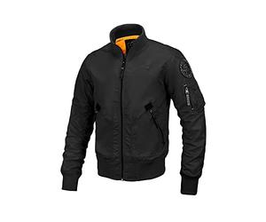 Pitbull - Chaqueta para hombre en estilo bombardero West Coast Centurion, cómoda chaqueta de entretiempo, chaqueta bomber para hombre, chaqueta de aviador, corte clásico de la aerolínea, Negro , S