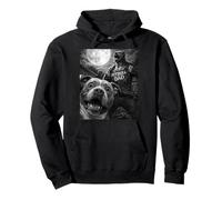 Pitbull Dad Funny Vintage Horror Graphic Hombres Moon Selfie Sudadera con Capucha
