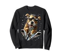 Pitbull de esquí con Nieve y Copos de Nieve Snowy Winter Dog Sudadera