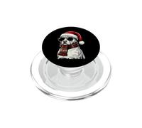 Pitbull Dog Pittie Sombrero de Papá Noel, Bufanda a Cuadros, Gafas de Sol PopSockets PopGrip para MagSafe