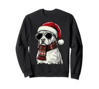 Pitbull Dog Pittie Sombrero de Papá Noel, Bufanda a Cuadros, Gafas de Sol Sudadera