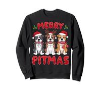 Pitbull Dog Santa Hat Xmas Lights Christmas Merry Pitmas Sudadera