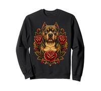 Pitbull Dog Tattoo Rose Retrato Vintage Pet Artwork Sudadera