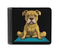 Pitbull Doing Yoga Funny Pitbull Dog - Cartera plegable delgada para dinero en efectivo, tarjetero de cuero
