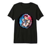 Pitbull Mom con Pit Bull Dog y Excelentes Colores de Agua Camiseta Premium