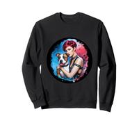 Pitbull Mom con Pit Bull Dog y excelentes colores de agua Sudadera