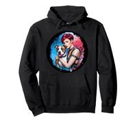 Pitbull Mom con Pit Bull Dog y excelentes colores de agua Sudadera con Capucha
