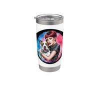 Pitbull Mom con Pit Bull Dog y excelentes colores de agua Vaso térmico de acero inoxidable de doble pared