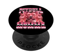 Pitbull Momma Dog Mom Día de la Madre 90 Estilo Bootleg PopSockets PopGrip Adhesivo