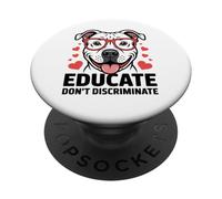Pitbull Pittie Pit Bull Rescue - Educar No Discrimine PopSockets PopGrip Adhesivo