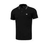 Pitbull Polo de manga corta para hombre clásico para hombre Pit Bull West Coast Pique Stripes Regular T-Shirt Shirts, Negro , S