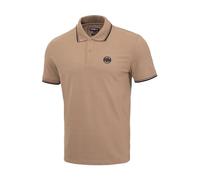 Pitbull - Polo para hombre de manga corta, polo clásico para hombre con rayas piqué, polo regular, algodón para hombre, manga corta, camiseta para hombre con cuello, polo para hombre, marrón camel, L