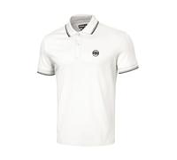 PITBULL - Polo para hombre de manga corta, polo clásico para hombre con rayas piqué, polo regular, algodón para hombre, manga corta, camiseta para hombre con cuello, polo para hombre, blanco hueso, M