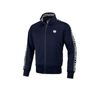 PITBULL Sudadera con Cremallera Hombre Deportiva Oldschool Azul Marino M Premium Poliéster - Sudadera Cremallera Hombre con Logo Cintas Jacquard Costuras Reforzadas