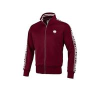 PITBULL Sudadera con Cremallera Hombre Deportiva Oldschool Burdeos L Premium Poliéster - Sudadera Cremallera Hombre con Logo Cintas Jacquard Costuras Reforzadas