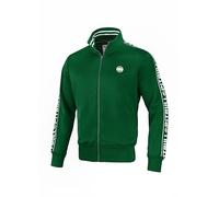 PITBULL Sudadera con Cremallera Hombre Deportiva Oldschool Verde S Premium Poliéster - Sudadera Cremallera Hombre con Logo Cintas Jacquard Costuras Reforzadas