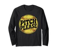 Pitch Please Funny Pun Sports Jarra de sóftbol Envejecido Manga Larga