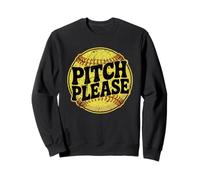 Pitch Please Funny Pun Sports Jarra de sóftbol Envejecido Sudadera