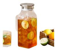 Pitcher de Vidrio - Jarro de 2 Litros para Bebidas Frías con Asa y Tapa - Jarra de Té para Uso Doméstico | Para Encimera, Frigorífico, Barbacoa, Picnic y Camping, Té, Limonada, Café y