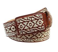 Piteado Cinturón Superfino 5 cm Charro Cinturón Azteca Cuadro 11 Rayas