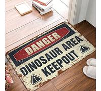 PITFS Mat In House Danger Dinosaur Area Keep Out Alfombra para decoración de sala de juegos para puerta delantera interior (50 x 80 cm)