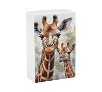 Pitillera con diseño de ciervo y jirafa en acuarela, extrafina, portátil, impermeable, estilo vintage, para hombre y mujer.