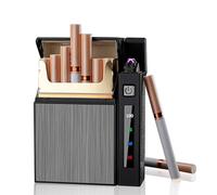 Pitillera con encendedor Pitillera Encendido: Nizirioo Dual Arco Mechero Caja de cigarrillos, Indicador de batería digital lleno de 20 cigarrillos USB Recargable Caja de cigarrillos Regalos
