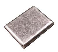 Pitillera de Latón con Capacidad para 20 Cigarrillos, Acabado en Plata Vintage, Diseño Compacto que cabe Fácilmente en los Bolsillos del Pantalón o la Camisa(con La Caja De Regalo De Marca)