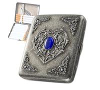 Pitillera De Metal Estilo Europeo, Con Capacidad Para 18-20 Cigarrillos, Portátil, Con Diseño En Relieve Metálico, Compacta Y Portátil, Ideal Para Y Mujeres,H