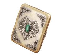 Pitillera Metal para Hombre Mujer, Portable Pitilleras para Cigarrillos, Capacidad para 20 CigarrillosGold A,One Size