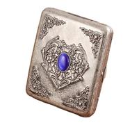 Pitillera Metal para Hombre Mujer, Portable Pitilleras para Cigarrillos, Capacidad para 20 Cigarrillos Silver A,One Size