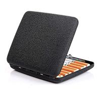 Pitillera, Pitilleras para Cigarrillos, Pitillera Tabaco Mujer Hombres, Estuche de Cigarrillo Portátil Negro, Caja de Cigarrillo de Metal, Cigarette Case para 20 Cigarrillos