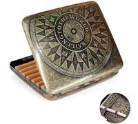 Pitillera Retro De Acero Inoxidable Hombre, Caja De Cigarrillos De Metal Vintage Hombre, Caja De Cigarrillos Portátil De Metal Patrón De Brújula, Apto Para 20 Cigarrillos (Brújula De Bronce).