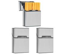 pitilleras ligeras, caja de cigarrillos de aluminio, caja de cigarrillos de metal, con cierre magnético abatible, para mujeres y hombres (plata 3)